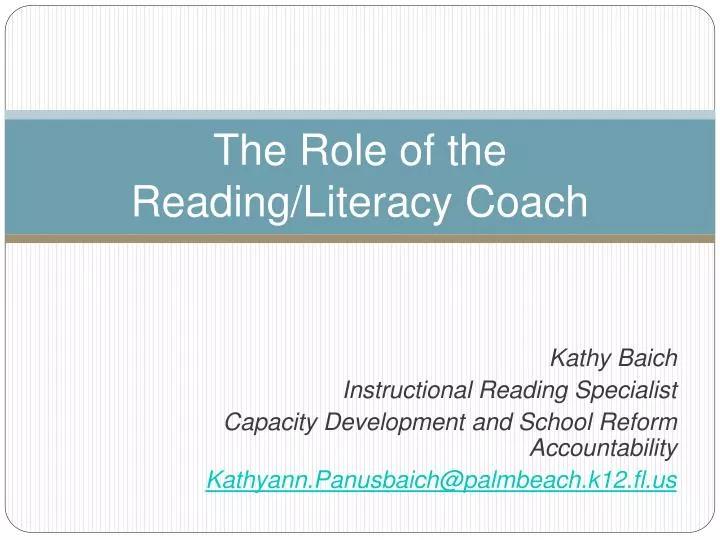 the role of the reading literacy coach