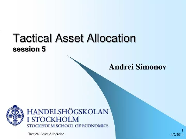 tactical asset allocation session 5