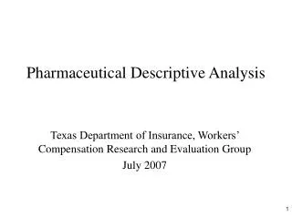 Pharmaceutical Descriptive Analysis