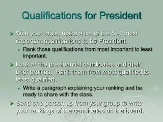 Qualifications for President