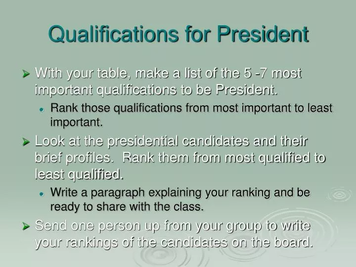 qualifications for president