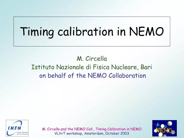 timing calibration in nemo