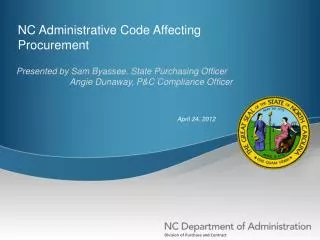 NC Administrative Code Affecting Procurement