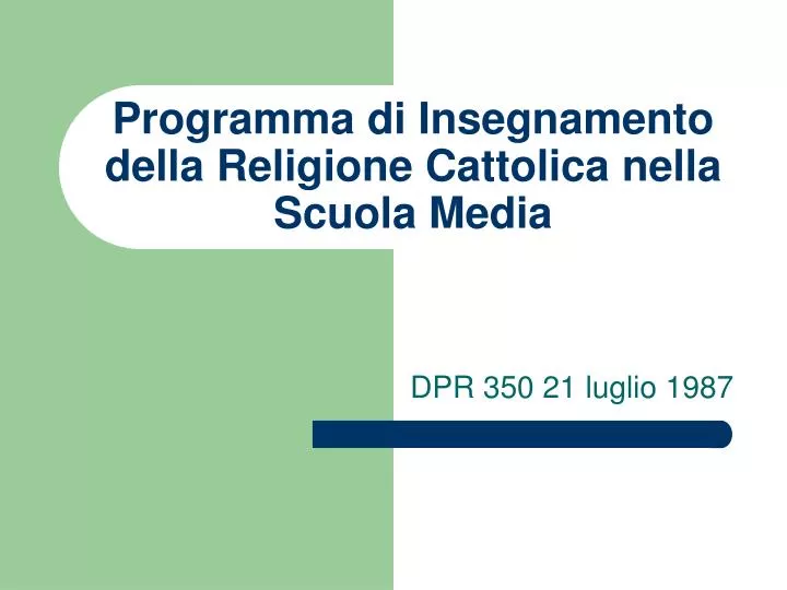 programma di insegnamento della religione cattolica nella scuola media