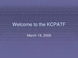 Welcome to the KCPATF