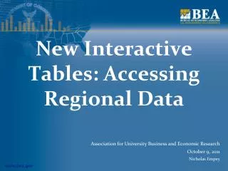 New Interactive Tables: Accessing Regional Data
