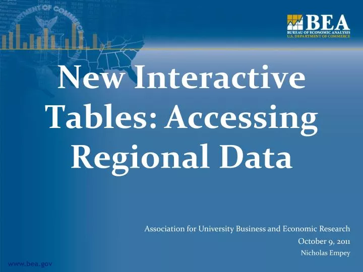 new interactive tables accessing regional data