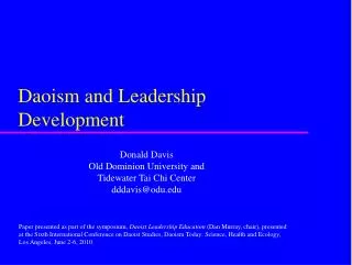 Daoism and Leadership Development