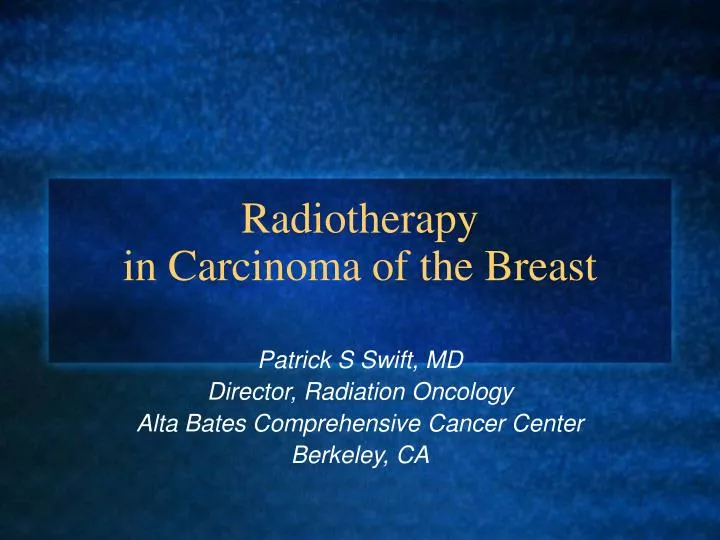 radiotherapy in carcinoma of the breast