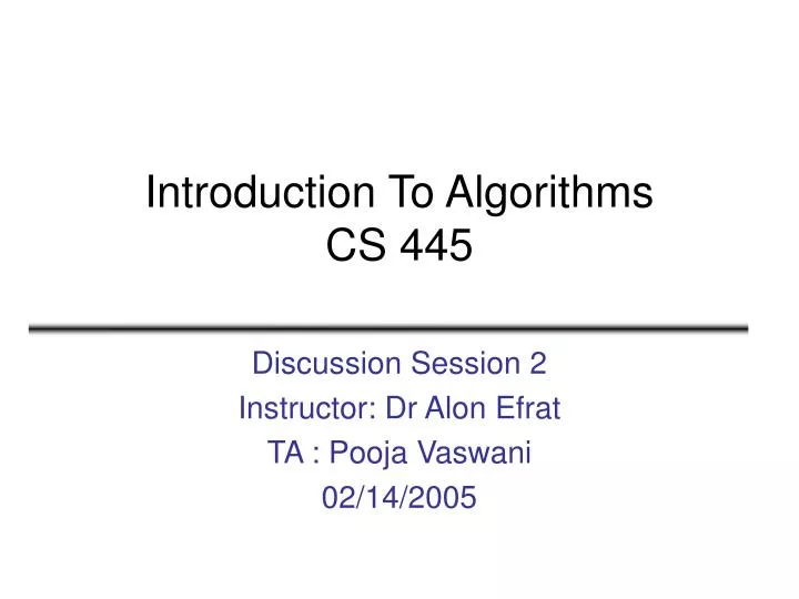 introduction to algorithms cs 445