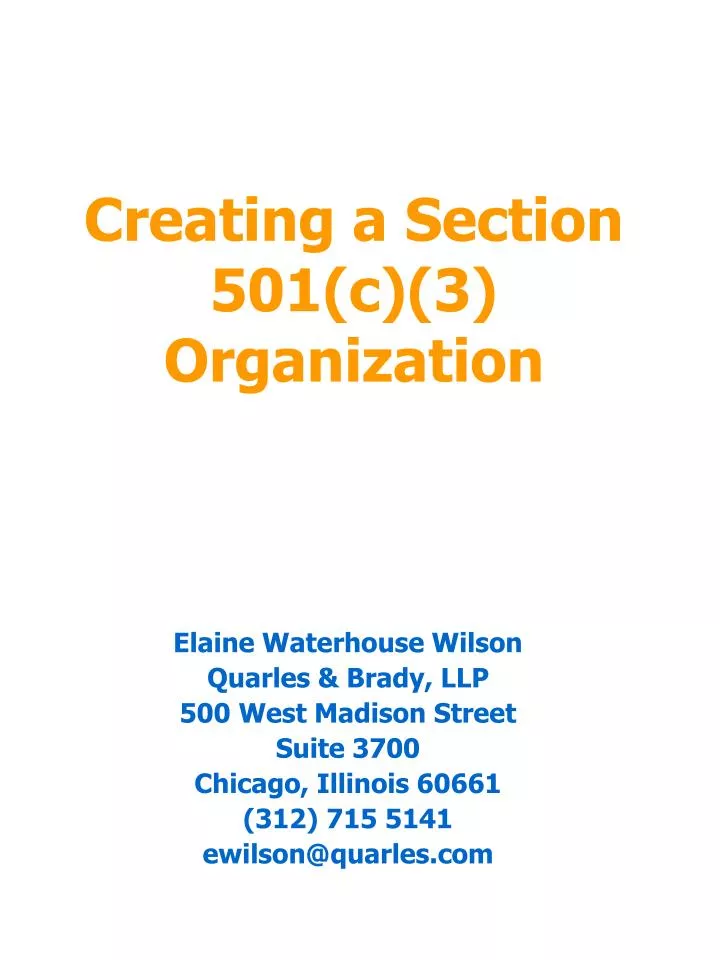 creating a section 501 c 3 organization