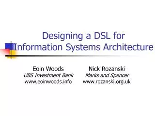 Designing a DSL for Information Systems Architecture