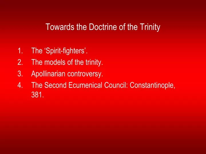 towards the doctrine of the trinity