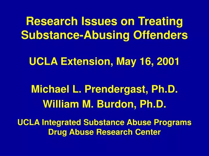 research issues on treating substance abusing offenders