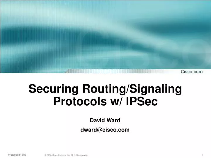 securing routing signaling protocols w ipsec