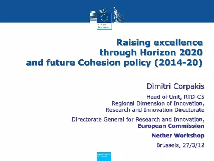 raising excellence through horizon 2020 and future cohesion policy 2014 20