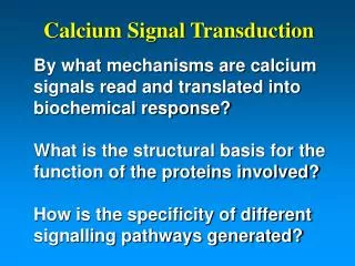 Calcium Signal Transduction