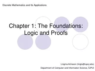 Chapter 1: The Foundations: Logic and Proofs