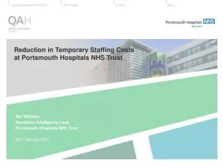 Reduction in Temporary Staffing Costs at Portsmouth Hospitals NHS Trust