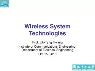 Wireless System Technologies