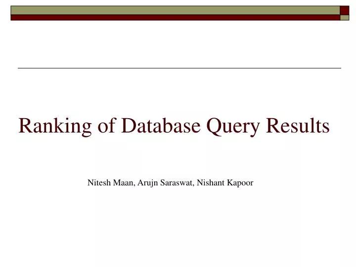 ranking of database query results