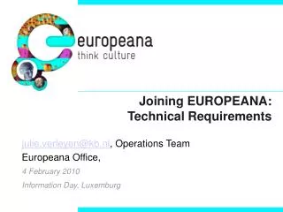 Joining EUROPEANA: Technical Requirements