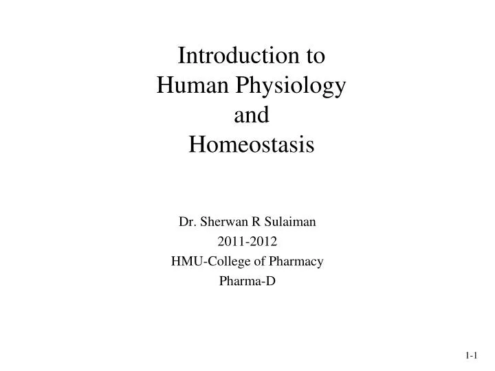 introduction to human physiology and homeostasis