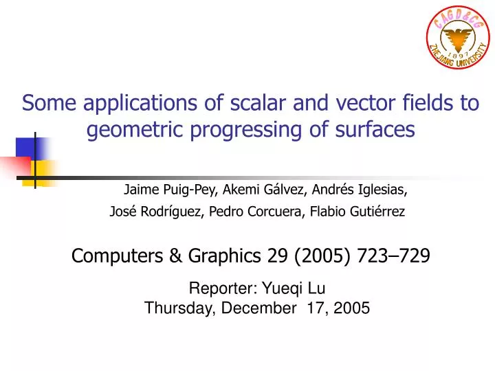 some applications of scalar and vector fields to geometric progressing of surfaces