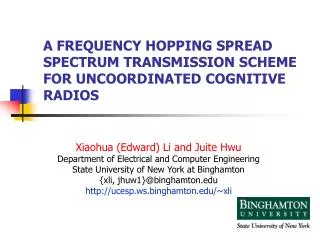 A FREQUENCY HOPPING SPREAD SPECTRUM TRANSMISSION SCHEME FOR UNCOORDINATED COGNITIVE RADIOS