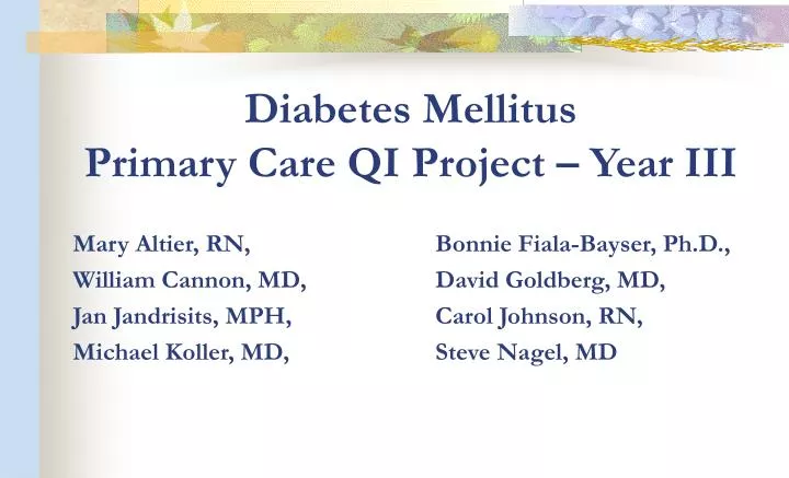 diabetes mellitus primary care qi project year iii
