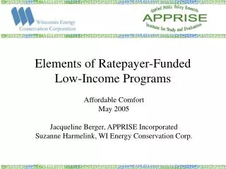 Elements of Ratepayer-Funded Low-Income Programs
