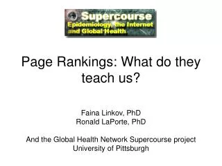 Page Rankings: What do they teach us?