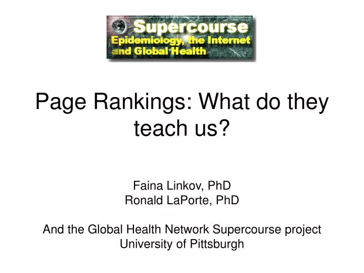page rankings what do they teach us