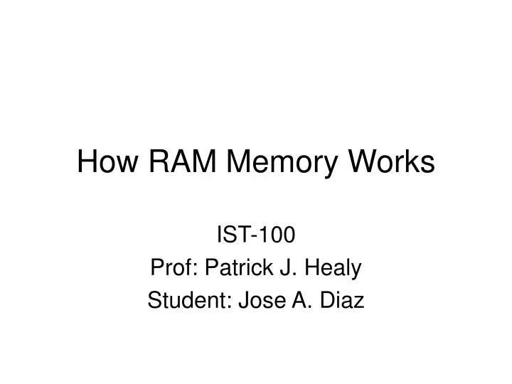 how ram memory works