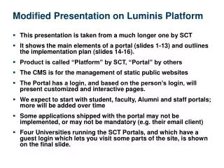 Modified Presentation on Luminis Platform