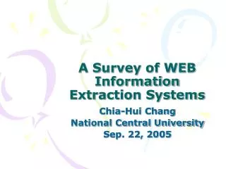 A Survey of WEB Information Extraction Systems