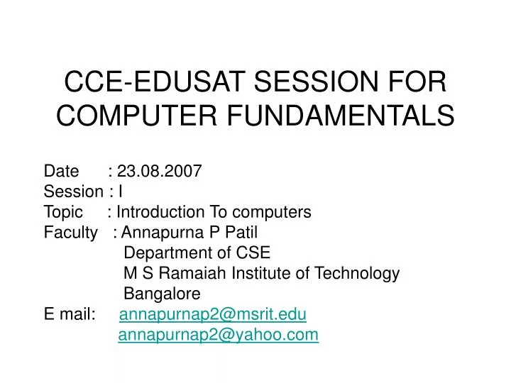 cce edusat session for computer fundamentals