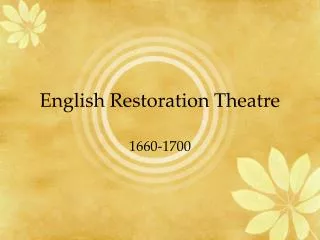 English Restoration Theatre