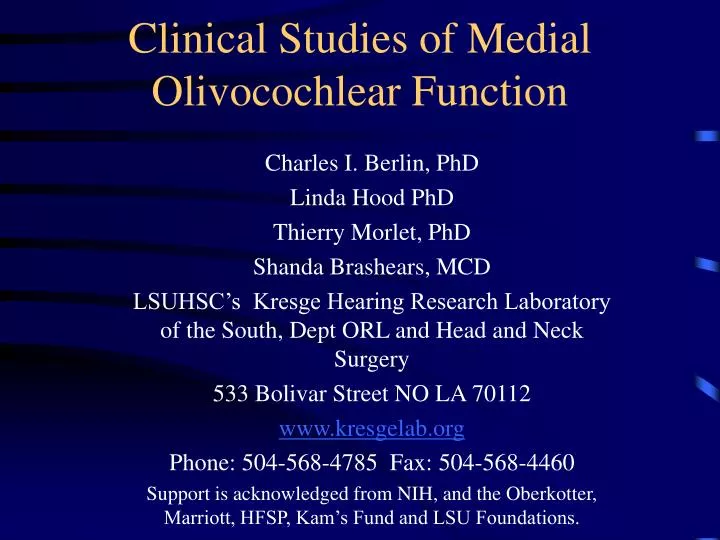clinical studies of medial olivocochlear function