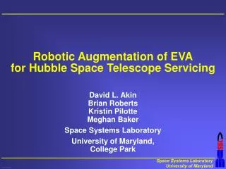 Robotic Augmentation of EVA for Hubble Space Telescope Servicing