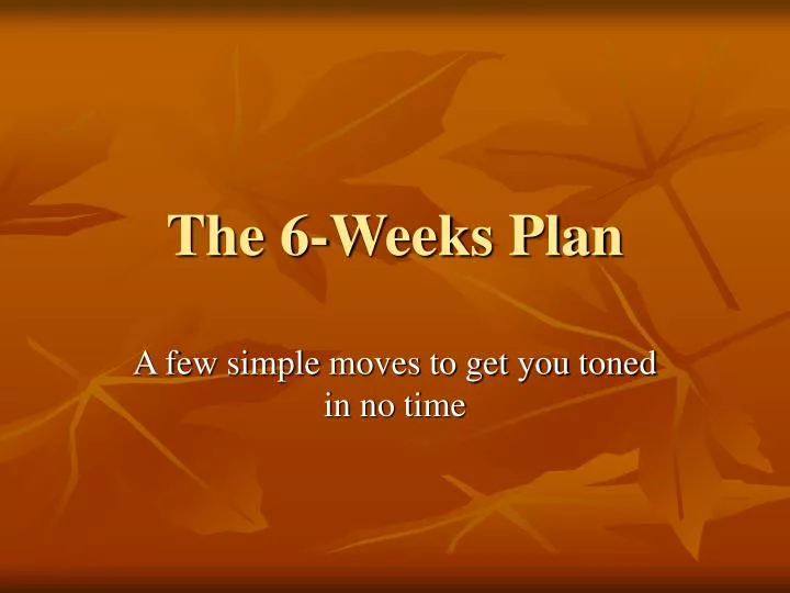 the 6 weeks plan
