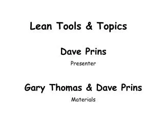 Lean Tools &amp; Topics