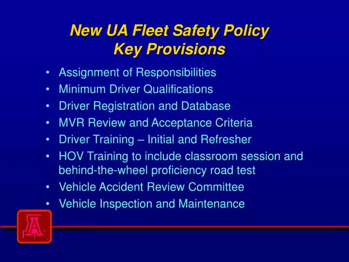new ua fleet safety policy key provisions