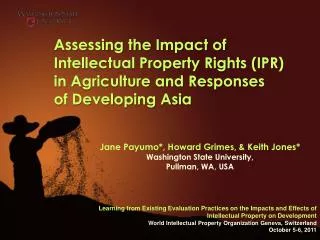Assessing the Impact of Intellectual Property Rights (IPR) in Agriculture and Responses of Developing Asia