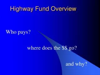 Highway Fund Overview