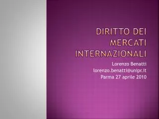 diritto dei mercati internazionali