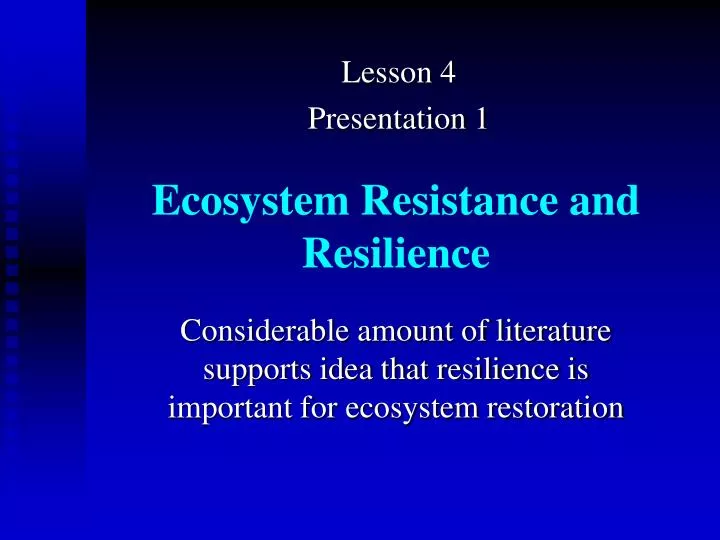 ecosystem resistance and resilience