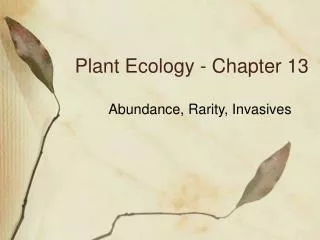 Plant Ecology - Chapter 13