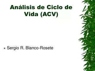Análisis de Ciclo de Vida (ACV)