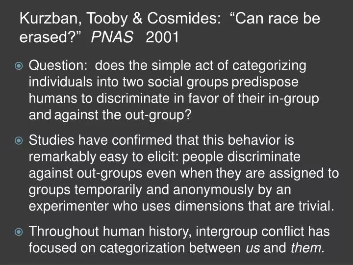 kurzban tooby cosmides can race be erased pnas 2001